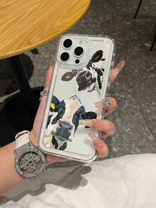 1pc Cow Pattern, Air Cushion Transparent Anti-Drop Phone Protective Case, TPU Material, Suitable As Holiday Gift, Compatible With Apple XS/XS Max/XR/11 12 13 14 15 16 Pro/Pro Max/14 15 16 Plus/17, Unisex, Also For Samsung Phones - Clear - View 2