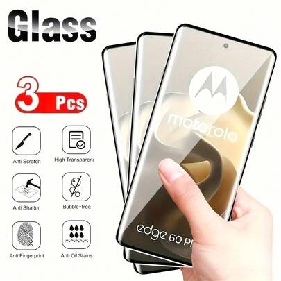 3 piezas de protector de pantalla de vidrio templado para Moto Edge 60 Pro/Moto Edge 60/para Edge 60 Fusion/Moto Edge 60 Stylus, Edge 50 Ultra/Edge 50 Pro 5G/Edge 50 Fusion/Edge 50/Edge 50 Neo - Dureza 9H, esenciales de protección de pantalla antihuellas oleofóbicas, aplicable a protección diaria, oficina, hogar Protector de pantalla de teléfono a prueba de agua, a prueba de golpes, resistente a caídas y arañazos