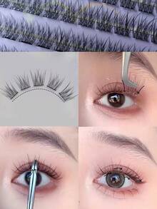 anlinnet 120pcs/Box Glue-Free 3D Faux Mink Eyelashes, Easy To Use, Natural Look, Cluster False Eyelashes Makeup Tool Wholesale - C - 查看 3