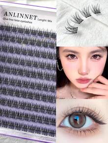 anlinnet 120pcs/Box Glue-Free 3D Faux Mink Eyelashes, Easy To Use, Natural Look, Cluster False Eyelashes Makeup Tool Wholesale - C - 查看 6