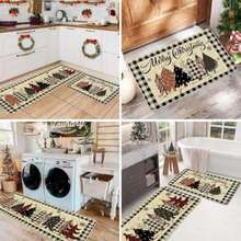 NEWKIBOU Juego de 2 Alfombras de Cocina de Navidad, 50x80cm y 50x120cm, Diseño de Cuadros de búfalo, Absorbente y Antideslizante, Resistentes a Manchas y Decoloración, para Cocina y Hogar ()(Estilo B) - Multicolor - Ver 8