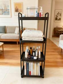 Cărucior mobil de depozitare cu 1/4 niveluri și roți, suport organizator mobil multifuncțional, rafturi detașabile pentru podea pentru haine, depozitare în baie, bucătărie, dormitor, cadou de Crăciun și Ziua Recunoștinței (stil aleatoriu)