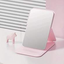 1pc Elegant Portable Folding Makeup Mirror, Vanity Stand, Plastic Surface, Suitable For Dorm, Room Decor, Travel And Outdoor Beauty
