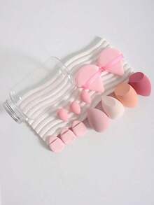 12pcs Makeup Sponge Set With Storage Tube, Multi-Functional Beauty Makeup Tools, Suitable For Blending BB Cream, Foundation, Powder, Concealer, Blush, Eyeshadow For All Skin Types, Expands When Wet, Latex-Free,Makeup,Cheap,Room Decor,Vanity,Travel,Bedroom,Makeup Accessories,Puff,Makeup Blender,Powder Puff,Makeup Sponge - 彩色 - 查看 6