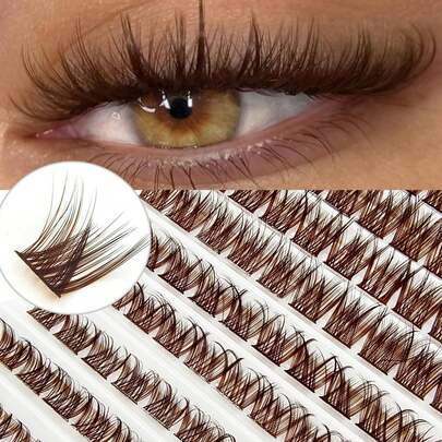 100 cụm lông mi giả màu nâu tự nhiên mềm mại, lông mi giả làm từ lông chồn, mi nối tự làm, độ cong chữ D (9-16mm), thân rộng, cho vẻ ngoài tự nhiên hoặc dày hơn, mi nối có thể tái sử dụng, dùng tại nhà và khi di chuyển, hoàn hảo cho: Trang phục hàng ngày, đám cưới, hẹn hò, tiệc tùng, lễ hội, ngày xuân và du lịch, tuyệt vời cho Giáng sinh/Halloween