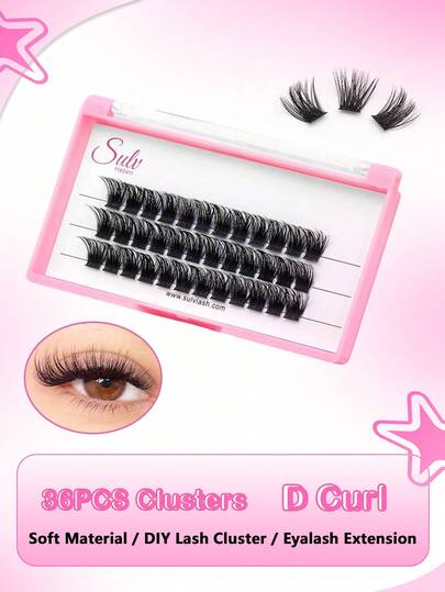 Sulv 36pcs Cluster Lashes 8-20mm To Choose Soft Natural False Eyelashes Individual DIY Eyelash Extension