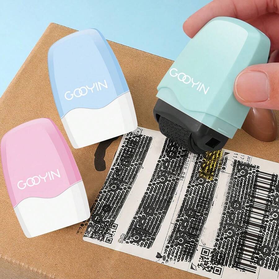 1个身份保护滚轮封条，不含墨水，用于身份识别屏蔽、保密封条、身份盗窃保护封条 - 隐私和地址屏蔽器，返校季，返校用品 - 彩色 - 查看 1