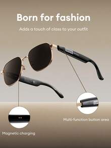 Lenovo GS103 Fashionable AI Smart Glasses, Conversation Translator, Work Assistant, HD Calling, Noise Cancelling Headphones And Glasses 2-In-1, Long Battery Life, Overseas Work And Travel, Real-Time Face-To-Face Translation, Wireless Smart Glasses