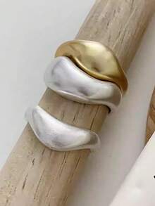 1pc Asymmetrical Geometric Matte Silver Stackable Ring, Suitable For Women's Daily Wear - Silver - View 6