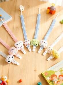 1pc Newborn Cartoon Plush Pacifier Clip, Baby Pacifier Holder Chain, Infant Doll Anti-Lost Strap (Random Color/Style) - Multicolor - View 3