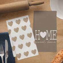 MEMNUN 2条装奶茶色水彩爱心“家，甜蜜的家”标语印花厨房毛巾，15.75*23.62英寸（40*60厘米），超柔软吸水超细纤维洗碗布，厨房装饰，家居用品，适用于餐厅、厨房、家居装饰和礼品，四季皆宜。 - 彩色 - 查看 9