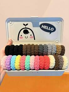 36pcs/Set Colorful Pleated Hair Scrunchies, From Bright To Soft Shades, Unique Pleated Design Adds Fashion And Layering - Suitable For Girls And Women, Can Easily Manage Hairstyles Like Ponytail, Bun, Braid, Adding Vibrant Colors To Meet Various Styling Needs Holiday Accessories - Multicolor - View 3