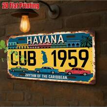 2D Flat - 1 Piece Vintage Havana Aluminum Sign |   2D Flat Print, Decorative Only, Outdoor Wall Artwork, 11.8" * 5.9", Country Travel Decor, Vintage Wall Decor, Retro Embellishment, Cultural Home Decor, Cuban Style, Collector's Gift - A - View 9