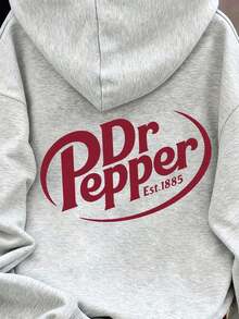 Letter Graphic Cute Women's Oversized Hoodie In Light Grey, Y2K Style Fall/Winter Clothes For Women - Màu Xám nhạt - Xem 2