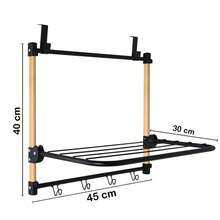 ZYLX SHOPPING – Tendedero de Puerta de Metal y Bambú | 2 Tamaños (40 cm y 95 cm) | Estante Colgante con Baldas y Ganchos - 1 nivel - Ver 8