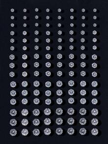 72/48/24pcs Set Stylish Minimalist Sparkling Rhinestone Stud Earrings, Unisex Couples Earring Jewelry Set, Party/Date/Gift, Suitable For All Year Round - Multicolor - View 8