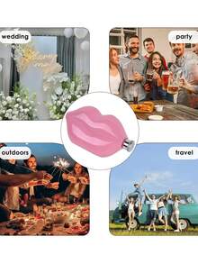 1pc 5oz Stainless Steel Lip-Shaped Kettle - Polished Metal, Hand Wash Only, Suitable For Kitchen And Dining, Pink And Red