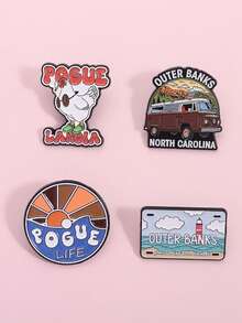 1Set Pogue Life Enamel Pins North Carolina Coastal Travel Beach Vibes Brooches Lapel Badge Jewelry Gifts - Multicolor - View 1