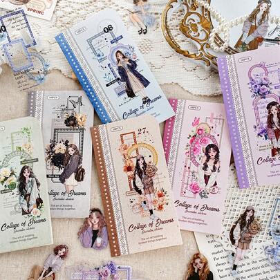  Etori Life Original Deconstructed Romantic Series European And American Retro Style Stickers, Suitable For Decorating Laptops, Phone Cases, Water Bottles, Luggage, Posters, Magazines, Scrapbooks, Student Stationery, Children's Stickers, Die-Cut