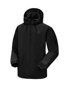 CAMEL CROWN Men's Waterproof Lightweight Jacket Windbreaker Hooded Rain Coat For Outdoor Hiking - Black - View 6