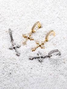 一对钻石菱形十字耳环，独特的欧美高端设计，男女皆宜，情侣饰品 - 彩色 - 查看 10