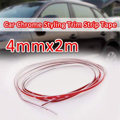Car DIY Chrome Styling Trim Strip Tape Decoration Moulding Protective Sticker Cover Bright Strip Bumper Accessories 4mmx2m