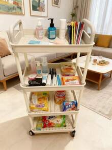 Cărucior mobil de depozitare cu 1/4 niveluri și roți, suport organizator mobil multifuncțional, rafturi detașabile pentru podea pentru haine, depozitare în baie, bucătărie, dormitor, cadou de Crăciun și Ziua Recunoștinței (stil aleatoriu)