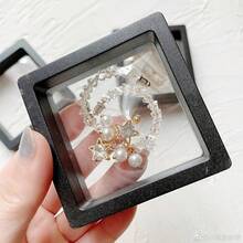 30pcs Elegant Black 3D Floating Display Cases With Elastic Membrane - Dust-Proof Plastic Jewelry Storage Boxes For Necklaces, Bracelets, Rings, Coins, Earrings, Brooches - Suitable For Retail And Personal Use, Modern Style, Desktop Display, Closure, Polished Surface, Jewelry Display | Fashion Display Box | Secure Snap Box, Jewelry Box - Black - View 1