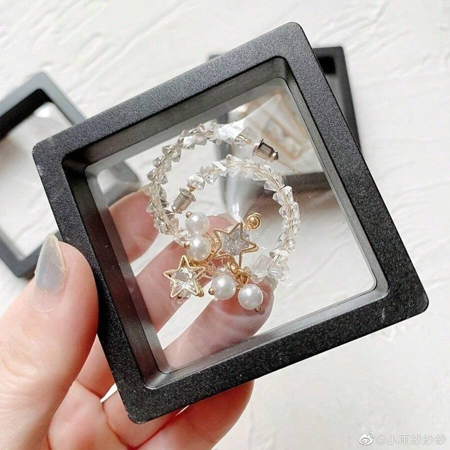 30pcs Elegant Black 3D Floating Display Cases With Elastic Membrane - Dust-Proof Plastic Jewelry Storage Boxes For Necklaces, Bracelets, Rings, Coins, Earrings, Brooches - Suitable For Retail And Personal Use, Modern Style, Desktop Display, Closure, Polished Surface, Jewelry Display | Fashion Display Box | Secure Snap Box, Jewelry Box - Black - View 1