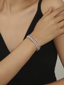 Đồ trang trí Rhinestone & Faux Pearl  Vòng tay - Bạc - Xem 9