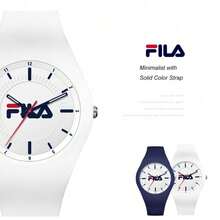 FILA 纯白腕表，男女皆宜的极简表盘，12 小时刻度，男女通用硅胶表带，街头时尚 - 均碼 - 查看 5