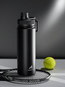 Powcan 18oz stainless steel sports water bottle with spout and handle lid, wide-mouth bottle, double-layer stainless steel, leak-proof design, suitable for sports, outdoor activities, travel, school, and office - 黑色 - 查看 7