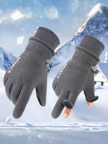 Winter Skiing Gloves, Fleece Material With Thickened Padding, Outdoor Thermal Cycling Gloves, Suitable For Both Men And Women, Touchscreen Compatible, Christmas Gift For Friends - Multicolor - View 2