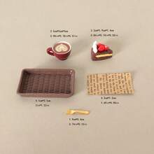 Miniature Coffee Cup, Spoon, And Tray Model Accessories For Dollhouse Decor - Multicolor - View 6