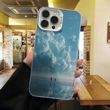 Cubierta de telefono con diseño de cielo azul y nubes para iPhone 14 Pro Max en color azul con impresion de paracaidas y texto SO COOL ideal para uso diario en cafeterias y viajes - Blanco - Ver 7