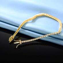 2 st 2,0 mm tennisarmband, 18K guldpläterat 2 mm kubisk zirkonia klassiskt tennisarmband - Guld*2 - Visa 7
