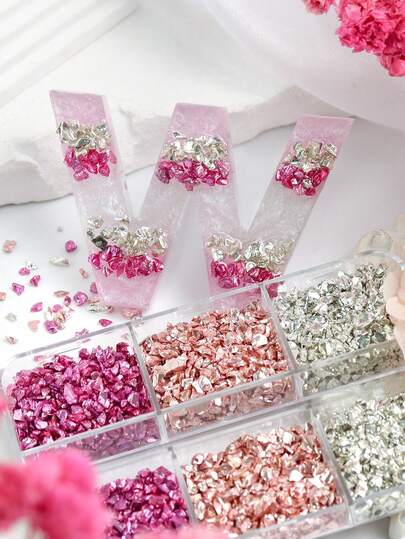 1盒彩色不规则碎玻璃石填充材料，适用于硅胶模具填充、DIY装饰、钥匙扣、饰品制作、礼品及珠宝制作，成人手工材料，史莱姆套装制作