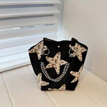 1pc Women's Casual Geometric Star & Leopard Print Polyester Crossbody Bag, With Detachable Strap, Magnetic Closure And Large Capacity - Suitable For Daily Use, Travel, Tote Bag, Lightweight Handbag, Large Capacity Bag, Cute Phone Pouch, Work & Travel Bag, Coin Purse, Street Style Bucket Bag - Multicolor - View 4