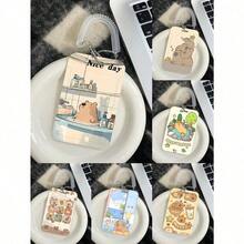 1 pieza Soporte vertical para tarjeta con diseño de capibara de dibujos animados, protector de tarjeta pequeño con cuerda retráctil transparente para tarjeta de campus, tarjeta de autobús, tarjeta de metro, tarjeta de almuerzo, tarjeta de acceso - casquillos de resorte - Ver 1