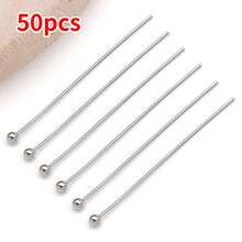 50pcs 16/20/25/30/35mm Elegant Classic DIY Jewelry Findings Kit Copper Plated 18K Gold, Thick Silvery & Platinum Ball Head Pins With Floral Pearl Seats Perfect For Bracelets, Necklaces, Earrings, Wedding & Party - Multicolor - View 22