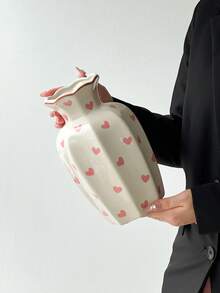 1pc Pink Heart Ceramic Vase, Cute European Style High-Value Bedroom Decor, Medium Size, American Farmhouse Style Vase (Practical Item), Suitable For Home Decor, Wedding, Bedroom, Entryway, Nightstand, Minimalist Elegant, Dining Table Decor, Vase Gift For Family And Friends - Multicolor - View 17