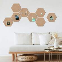 Hexagon Felt Bulletin Board Tiles, 8 Pcs, 8.7 X 7.5 Inches, With 20 Pushpins, For Easy Display Of Photos Pictures Memos Notices, Felt Wall Tiles For Office Home Classroom (Camel),Camel - 駝色 - 查看 5
