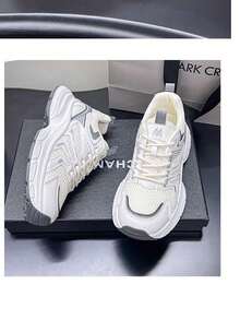 ZKBBO Women's Breathable Mesh Thick-Sole Chunky Sneakers, Comfortable Casual Sports Shoes For All Seasons - White - View 5