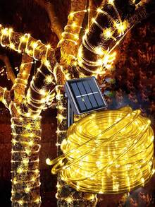 Cordão de luzes solares com 50/100/200 LEDs, à prova d'água IP65, com 8 modos de iluminação para festas, jardim, acessórios para trampolim, quintal, casa, feriados e decoração de árvores. Multicolorido.
