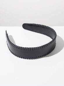 1pc Solid Color PU Leather Headband, Korean Fashion Knight Style Wide Edge Versatile Personalized Hair Accessory Suitable For Women And Girls ,Hair Band ,Diadema ,Hair Hoop