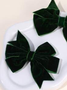 4 buc cleme de păr cu fundă din catifea verde pentru decor de Crăciun, cleme de păr cu model de aligator, accesorii de păr la modă, potrivite pentru fete și copii, cadouri de petrecere de sărbători - Verde - Vizualizare 7