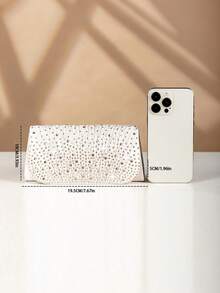 REMANLAND 优雅闪亮水钻装饰链条单肩包，磁扣闭合，时尚派对手拿包，适合女士，可用于生日、鸡尾酒会等场合 - 杏色 - 查看 5