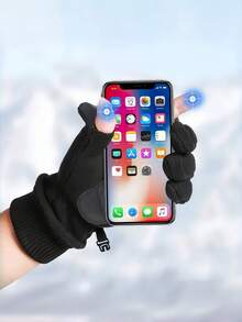 Winter Skiing Gloves, Fleece Material With Thickened Padding, Outdoor Thermal Cycling Gloves, Suitable For Both Men And Women, Touchscreen Compatible, Christmas Gift For Friends - Multicolor - View 4