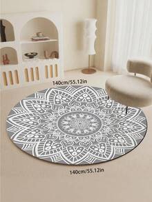 1pc Lotus Floral Pattern Carpet, Symmetrical Floral Carpet, Leaf Floral Carpet, Soft Plush Carpet, Indoor Aesthetic Floor, Soft And Fluffy, Decorative Carpet, Thickened Carpet, Area Carpet, Living Room Carpet, Bedroom Carpet, Gaming Room Carpet; Exquisite Carpet Makes Home Life More Elegant, Romantic And Luxurious Retro Style - Beige - View 5