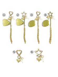 金色不锈钢口红网袋吊坠，金属口红收纳袋挂饰，配有可替换不锈钢网袋，心形和星形装饰口红盒钥匙扣，带迷你镜子，时尚口红及化妆品挂件，手提包和钱包挂饰，便携式化妆配件，适合女性、女孩、爱美人士，也是一份不错的礼物。 - 彩色 - 查看 5